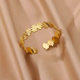 Exquisite Classic Bump Pattern Openning Bangles Bracelet For Women Cuff Bracelet Gold Color Stainless Steel Hand Ornament Gift