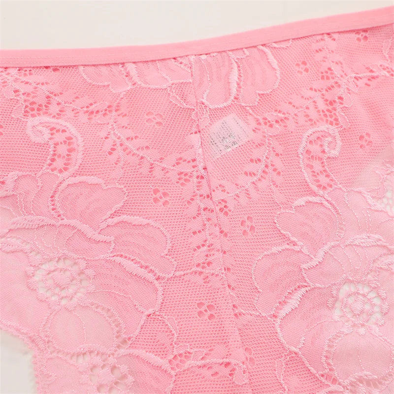 3PC/Set Women's Sexy Floral Lace Panties Low Rise Hollow Out Briefs Transparent Underwear Female Elastic Straps Soft Lingerie