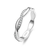 WOSTU Wedding Band Rings for Women 925 Sterling Silver AAA Zircon Stackable Engagement Crossed Rings Simple Jewelry Party Gift