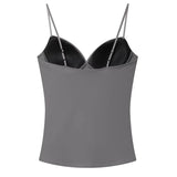 HXAO Sleeveless Crop Tops For Woman Corset Camisole Brown Top Women Bodycon Backless Sexy Tops With Straps Bustier Tank Tops