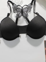 Hot selling 2-piece set of sexy red front button braissere beautiful back butterfly fashion bra push up women's set A2120
