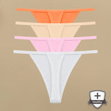 4Pcs Women's Cotton Thongs Sexy Thin Waist Underwear Traceless Low Waist G-string Sports T-Back Female Breathable Panties S-XL