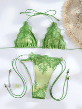 Sexy Hollow Lace Bikinis Patchwork Swimsuit Women Bathing Suits Bandage Swimwear Mujer Beachwear Triangle Bikini Set