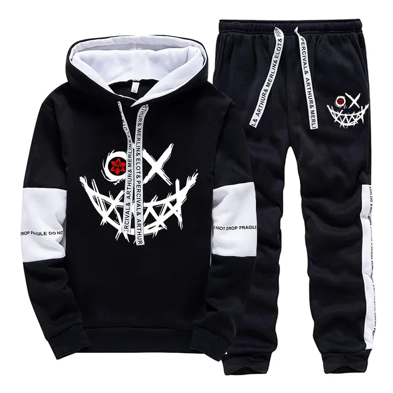 Hot Sales Mens Tracksuit Printed Single Piece Sweatshirts Sweatpants Casual Hoodie Pants Outdoors Mens Clothing Funny Streetwear