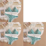 1/3/8Pcs Seamless Bra Set Low Waist Panties Leopard Bralette Sexy Lingerie Set Vneck Sport Brassiere Female Cotton Underwear Set