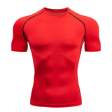 Men Compression Running T Shirt Fitness Tight Short Sleeve Tshirt Training Jogging Shirts Gym Sportswear Quick Dry Rashgard