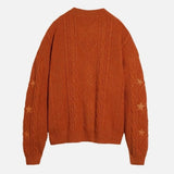 Glittery TS Cardigan Women Orange Chunky Knit Sweater with Star Embroidery Gold Thread Showgirl Cardigan Tay Cardi TLOAS