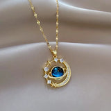 Stainless Steel Clavicle Chain Exquisite Starry Sky Planet Light Luxurious Temperament Gorgeous Necklace Star and Moon Versatile