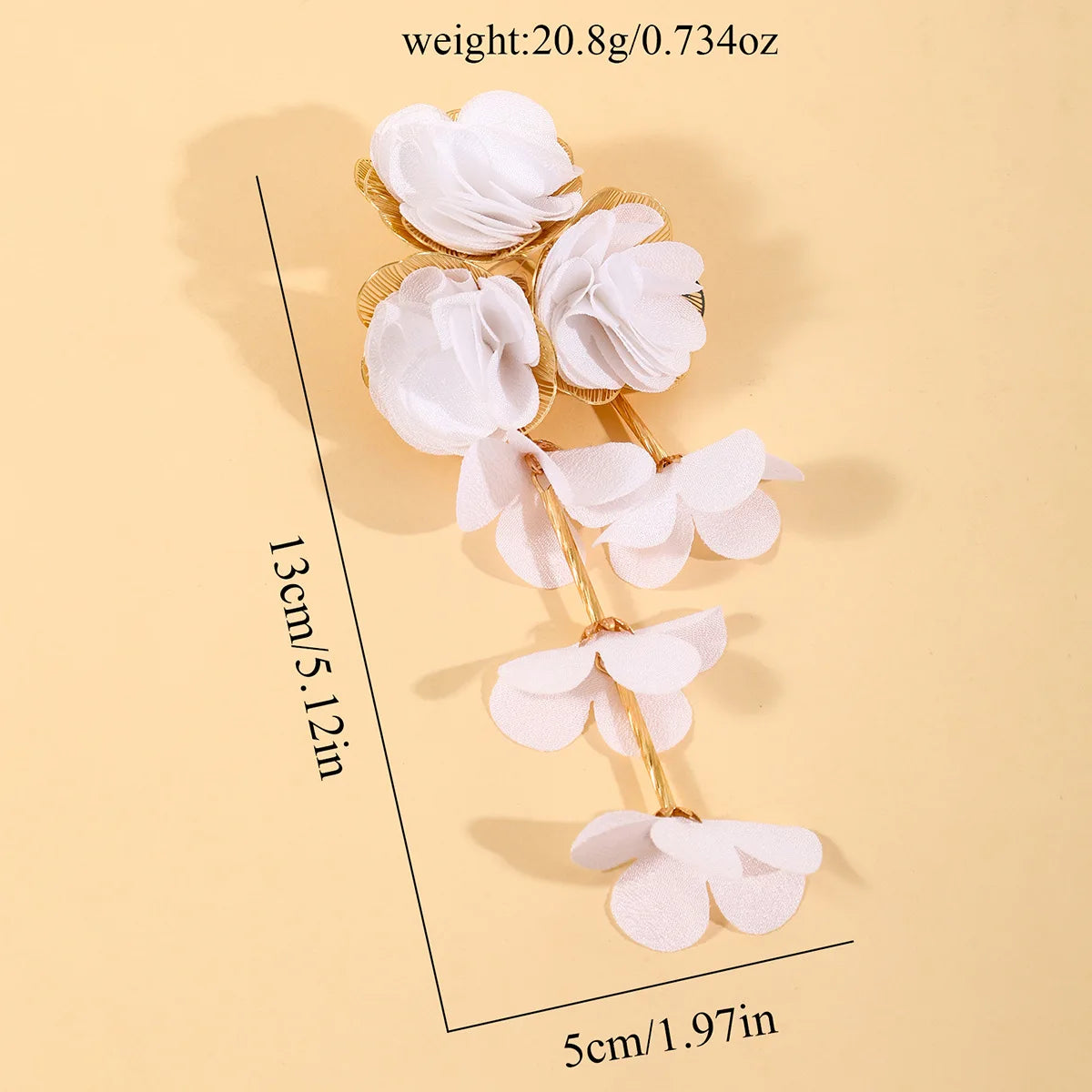 Chiffon flower multi-layer earrings, summer beach vacation style exaggerated earrings design, light luxury, niche