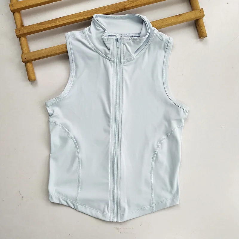 Zip Up Training Vest, Sleeveless Quick Dry Top for Gym, Running & Yoga, Casual Outer Wear