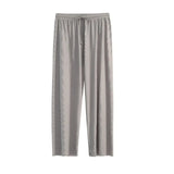 2026 Women Ankle-Length Wide Leg Pants Casual Summer Solid Elastic Waist Loose Ice Silk Pants Spring Summer Female Trousers