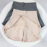 Women's High Waisted Cooling Ice Silk Skort - Quick-Dry, Anti-Exposure, Side Pockets, UV Protection for Yoga Running Fitness