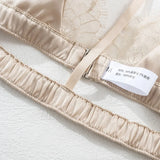 Birdtree 93% Silk 7% Spandex Women Lace Bra,Wireless Pitted Triangle Cup Front Closure Bralette,2026 New Underwear A61403JF