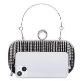 @Luxury Evening Clutch Bag Wedding Rhinestone Tassel Handbag Silver Purse Party Shoulder Bag for Women Fashion Black Bag