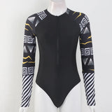 2026 Surfing Sport Swimsuit Long Sleeves Women One Piece Swimsuit  Swimwear Solid Monokini Bathing Suit Tropical Bodysuit Female
