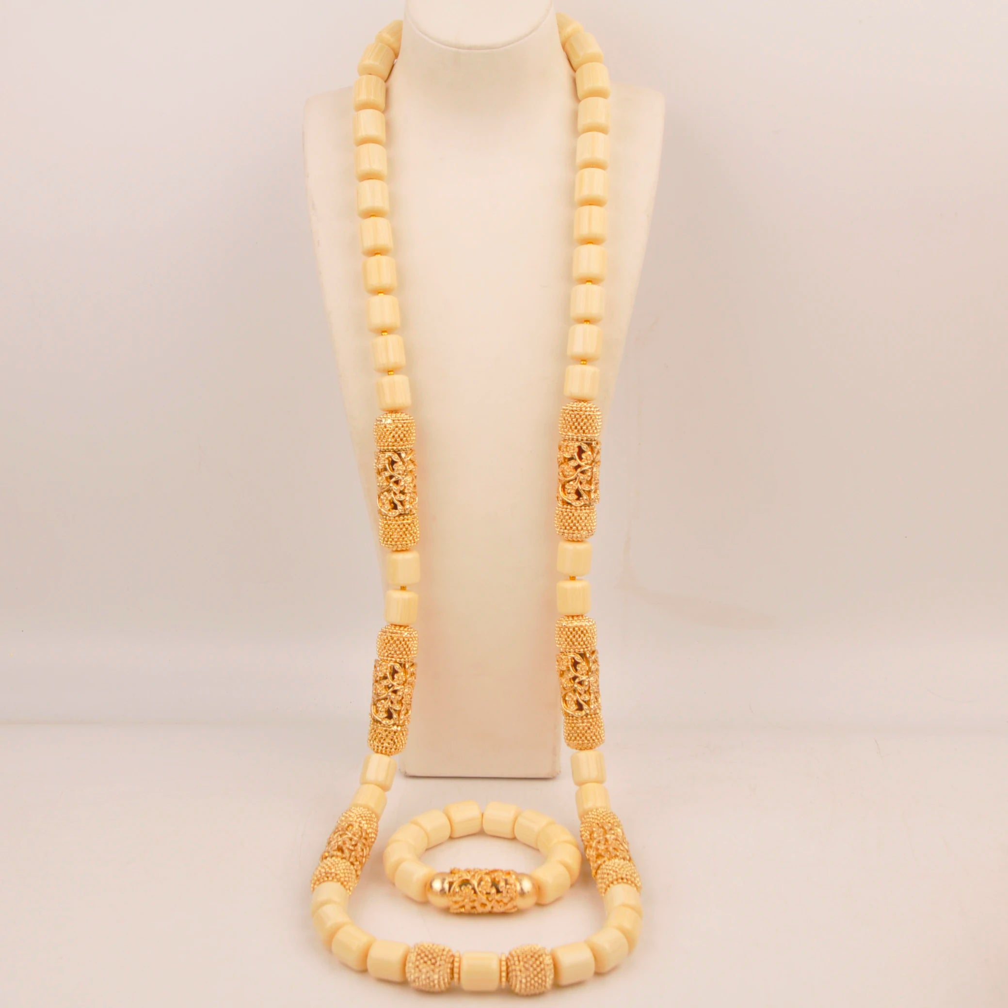 32inches 2Layers orange artifinal nigerian coral bead jewelry set wedding