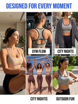 Women's Seamless Sports Bra Set, 3 Colors Racerback Workout Yoga Top with Back Cutout, Breathable Gym Fitness Crop Top