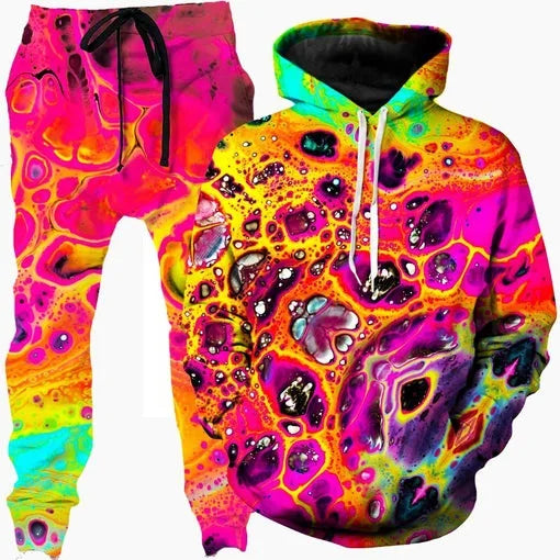 Colorful Abstract Mandala 3D Print Hoodies Pants Set Men's Sweatshirts Sweatpants Two Piece Suits Outdoor Tracksuit Man Clothing