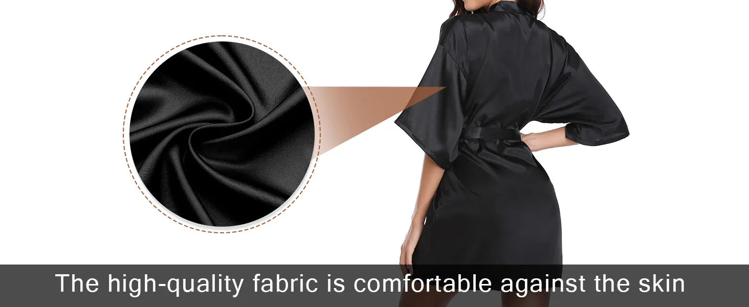 RB032 2018 New Silk Kimono Robe Bathrobe Women Silk Bridesmaid Robes Sexy Navy Blue Robes Satin Robe Ladies Dressing Gowns
