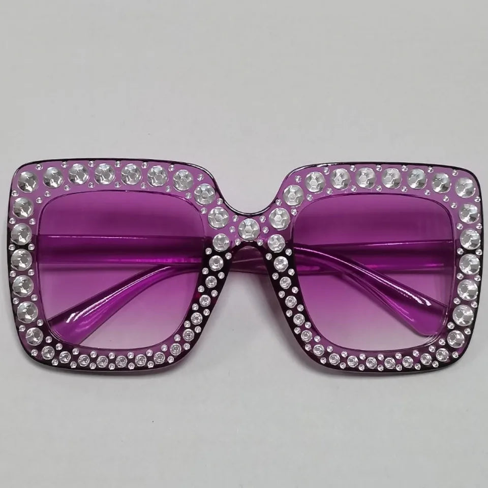 Diamond Oversized Sunglasses Big Square Frame Sunglasses UV400 Crystal Eyewear Retro Rhinestone Frames Eyeglasses