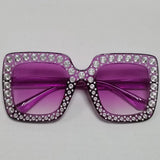 Diamond Oversized Sunglasses Big Square Frame Sunglasses UV400 Crystal Eyewear Retro Rhinestone Frames Eyeglasses