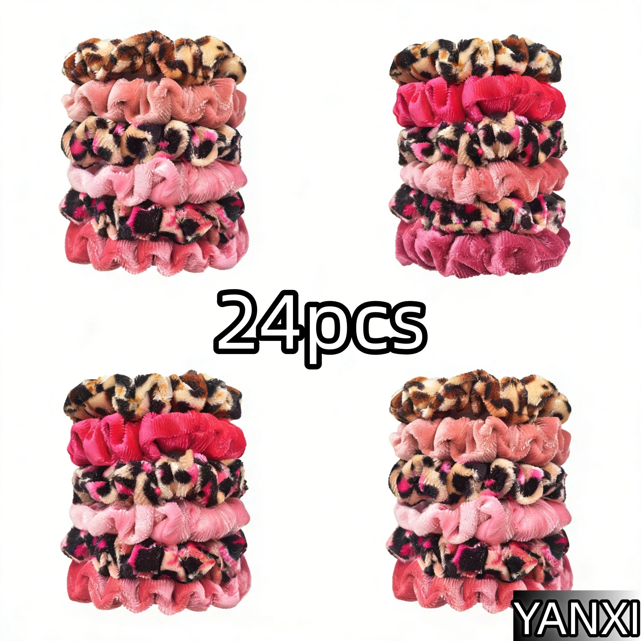 24/50/6pcs Scrunchies Women Velvet accessoires for boutique Cute Leopard High Quality Elastic Headwear Ponytail Hair Tie