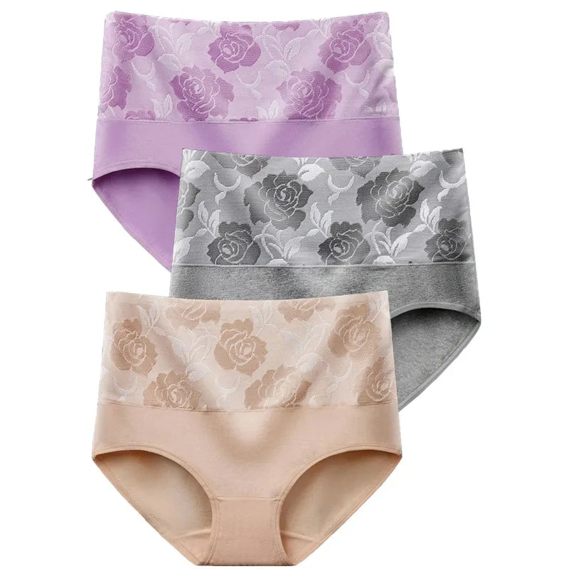 3Pcs/Lot Women's Underwear Plus Size Cotton Panties High Waist Briefs Sexy Lingerie Female Pantys M-5XL Seamless Underpant Girls