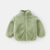 Solid Color Fashion Children Plush Coat Autumn Winter Warm Baby Girl Boy Casual Jacket Greatcoat Kids Clothing Toddler Outerwear