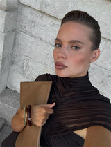 Mozision Hollow Out Short Sleeve Sexy Maxi Dress Women Fashion O Neck Ruched High Waist Bodycon Club Party Long Dress Female