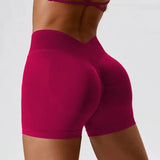 Women's High-Waist Yoga Sports Shorts Summer V-Shaped Widen Peach Hip Lifting Tight Fit Three-Part Fitness Shorts