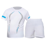 2 Pcs Men's Mesh Breathable Quick-drying Sports Suit Loose Plus Size Running Fitness Mountaineering Casual Short-sleeved Shorts