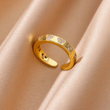 Zircon Geometric Heart Rings For Women Stainless Steel Gold Color Wedding Ring Luxury Aesthetic Jewlery Couple Gift 2025