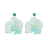 Chiffon flower multi-layer earrings, summer beach vacation style exaggerated earrings design, light luxury, niche
