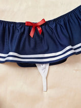 Naughty Sexy Sailor Lingerie Set, Schoolgirl Cosplay Costume 3 Piece Bikini Outfit for Roleplay Halloween Bachelorette Party