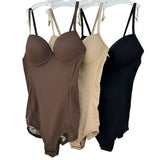 Women Seamless Lace Shapewear Bodysuit with Bra Postpartum Tummy Control Push Up Body Shaper