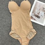 Women Seamless Lace Shapewear Bodysuit with Bra Postpartum Tummy Control Push Up Body Shaper