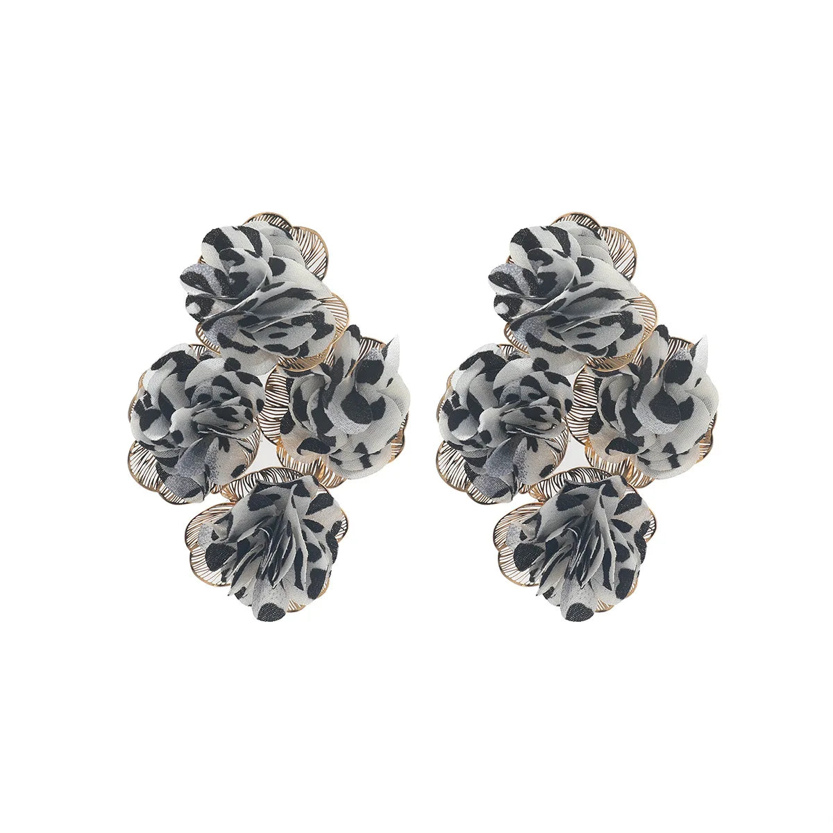 Chiffon flower multi-layer earrings, summer beach vacation style exaggerated earrings design, light luxury, niche