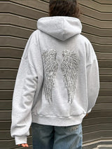 Sequin Angel's Wings Hoodies Women Chic Loose Long Sleeve Pullovers Top Slim Yoga Pant Set 2025 New Casual Lady Two Piece Sets