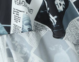 YENKYE New Women Newspaper Letter Print Irregular Hem Sling Dresses Fashion Backless Thin Straps With Chain Summer Sexy Dress