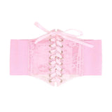 Fashion Women Waist Corset Flower Embroidery Elastic Waistband Black White Red Pink Wide Lace Slimming Body Belts Cummerbunds