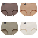 Falllsweet 4Pcs/Set Seamless Silk Briefs For Women Mulberry Silk Panties Comfortable Underpants Soft Lightweight Underwear M-2XL