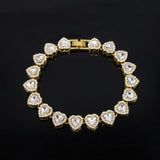 Yupsk 45CM/20CM Shiny Heart Rhinestone Hip Hop Rock Tennis Chain Bracelet Necklace for Women Men Trendy Jewelry Set Gift