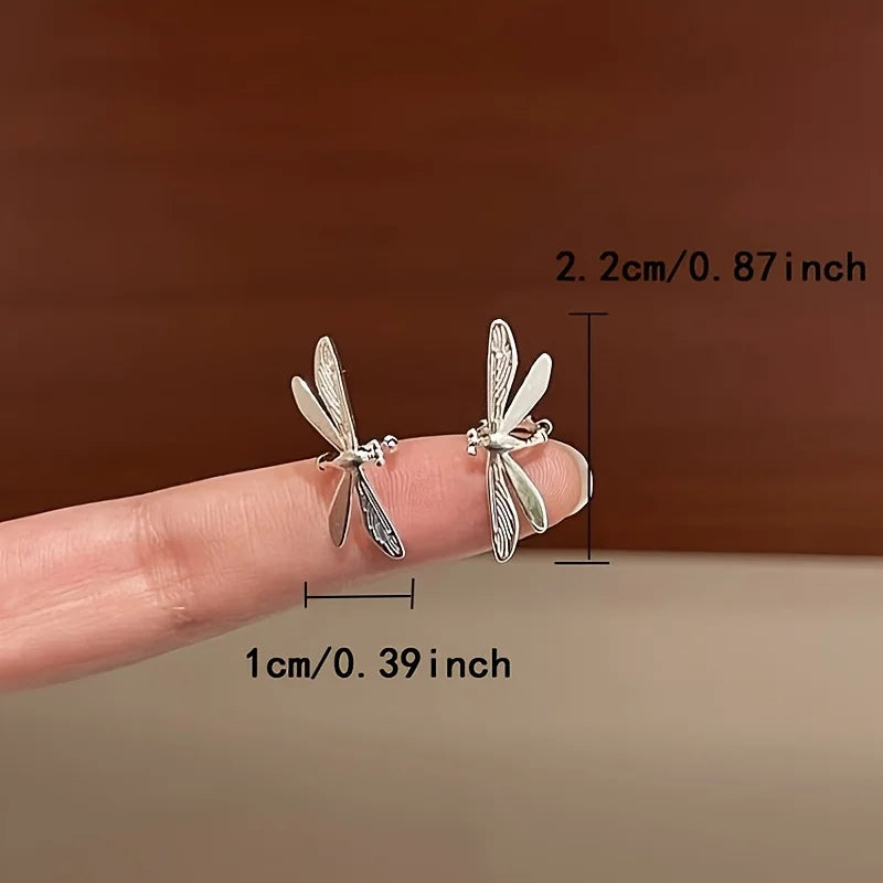 Statement Silver Color Dragonfly Clip Earrings No Piercing Ear Cuff Fairy Insect Ear Wrap Aesthetic Party Festival Accessories for Women