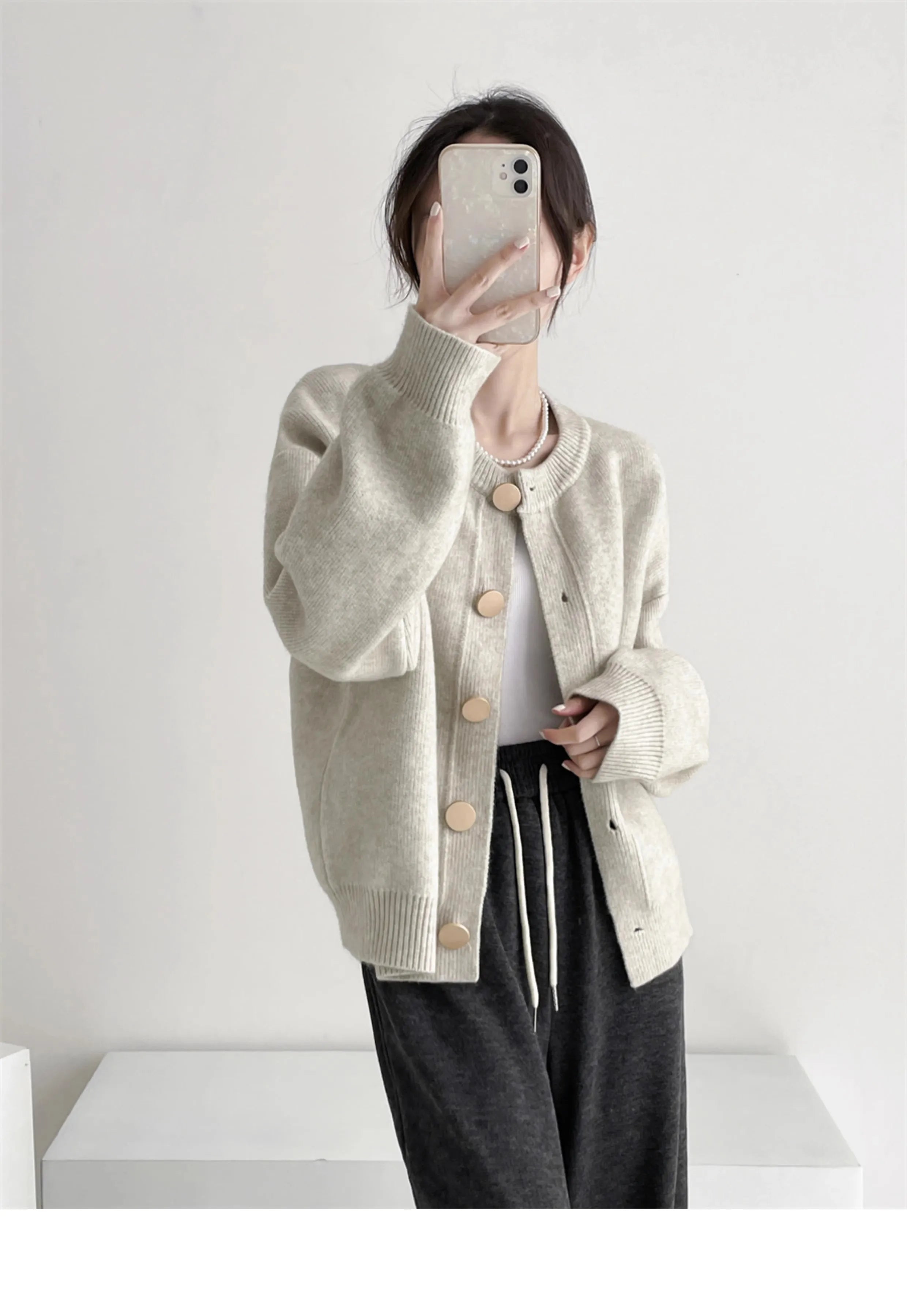 AOSSVIAO Women Cardigans Sweater O-neck Autumn Winter Knitted Loose Cardigans Solid Single Breasted Womens Sweaters