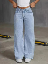 2026 New American Fashion Women's Loose Casual Wide Leg Straight Denim Jeans Baggy Streetwear Pants All Season Trousers