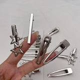 Sliver Metal Hair Clips Women Girls Y2K Duckbill Hairpin Personality Bangs Side Headwear Barrettes Hairclip Styling Accessories