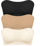 Women's Sexy Strapless Push Up Bra Removable Padded Seamless Ice Silk Top Women Invisible Beauty Back Anti-slip Off-shoulder Bra