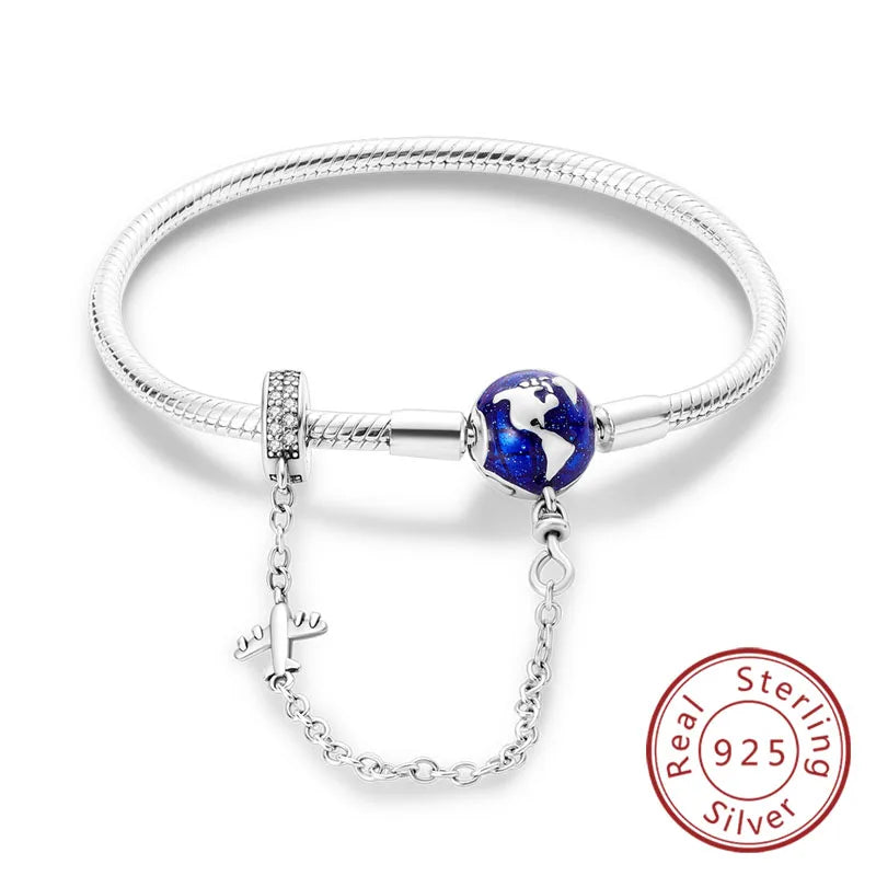 Bracelet Original 925 Sterling Silver Charm Bracelet 17-20CM Love Heart Pave Zirconia Bracelet for Women DIY Charm Jewelry Gifts