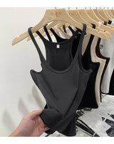 Solid Color Basic Ribbed Knitted Tank Top Women Summer Vintage Sleeveless Camis 90s Cool Girls Streetwear Soft Tees