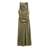 Satin Long Dresses for Women 2026 Summer Slip Midi Dress Woman Sexy Evening Party Dress Sleeveless Female Elegant Dresses